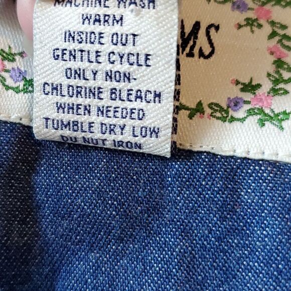 VINTAGE TANTRUM EMBROIDERED DENIM JEAN BLAZER JACKET FLORAL BOHO ARTSY 70s SZ PM - Picture 3 of 8